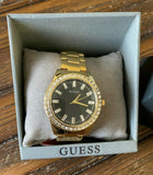  Shop Authentic Guess Sparkler Diamonds Black Dial Gold Steel Strap Watch for Women - GW0111L2 - Luxxuri