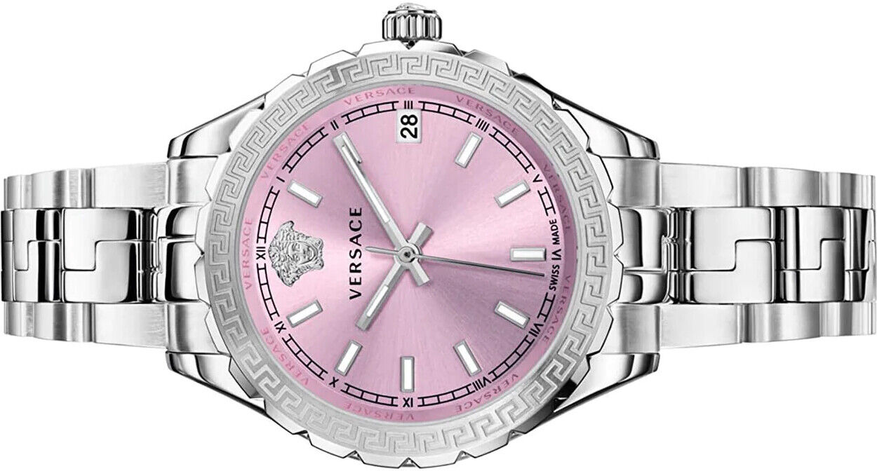  Shop Authentic Versace Hellenyium Pink Dial Silver Steel Strap Watch for Women - V12010015 - Luxxuri