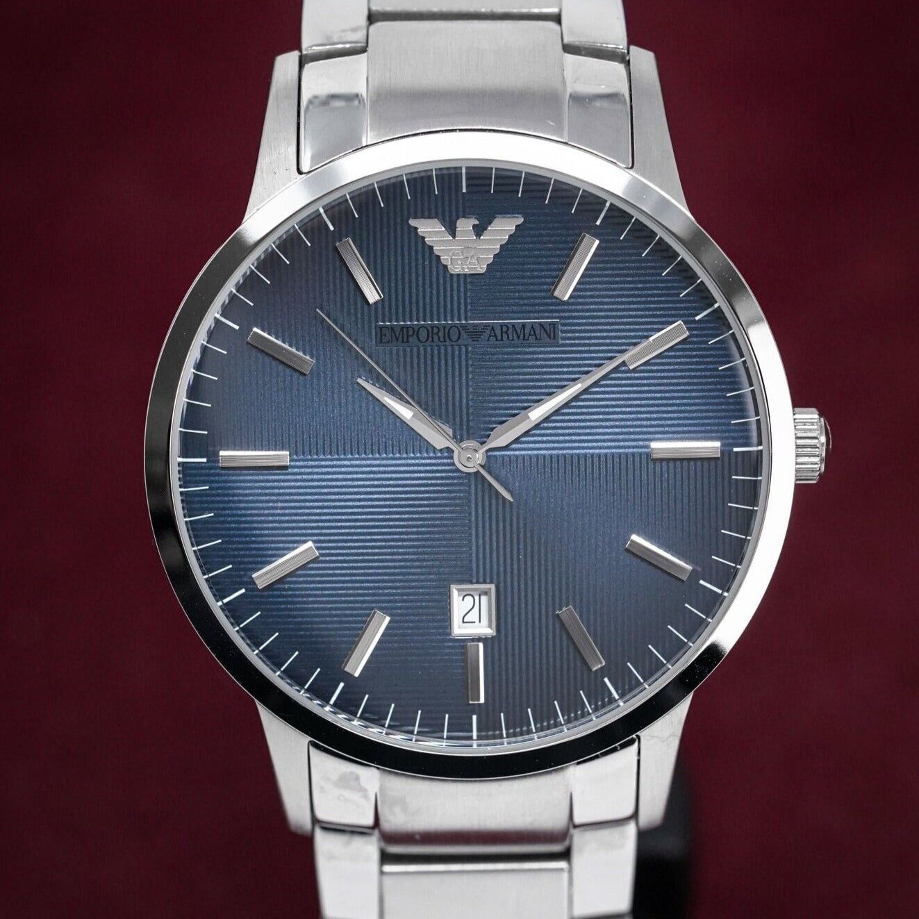  Shop Authentic Emporio Armani Renato Quartz Blue Dial Silver Steel Strap Watch For Men - AR11182 - Luxxuri