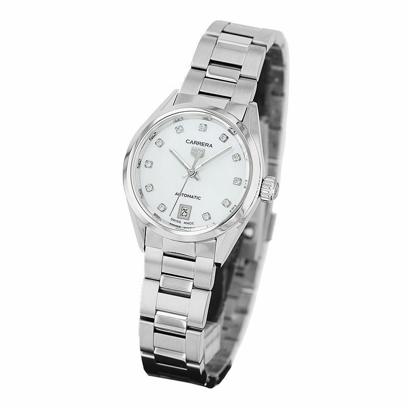  Shop Authentic Tag Heuer Carrera Diamonds Mother of Pearl Dial Silver Steel Strap Watch for Women - WBN2412.BA0621 - Luxxuri