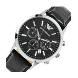  Shop Authentic Emporio Armani Renato Chronograph Black Dial Black Leather Strap Watch For Men - AR2447 - Luxxuri