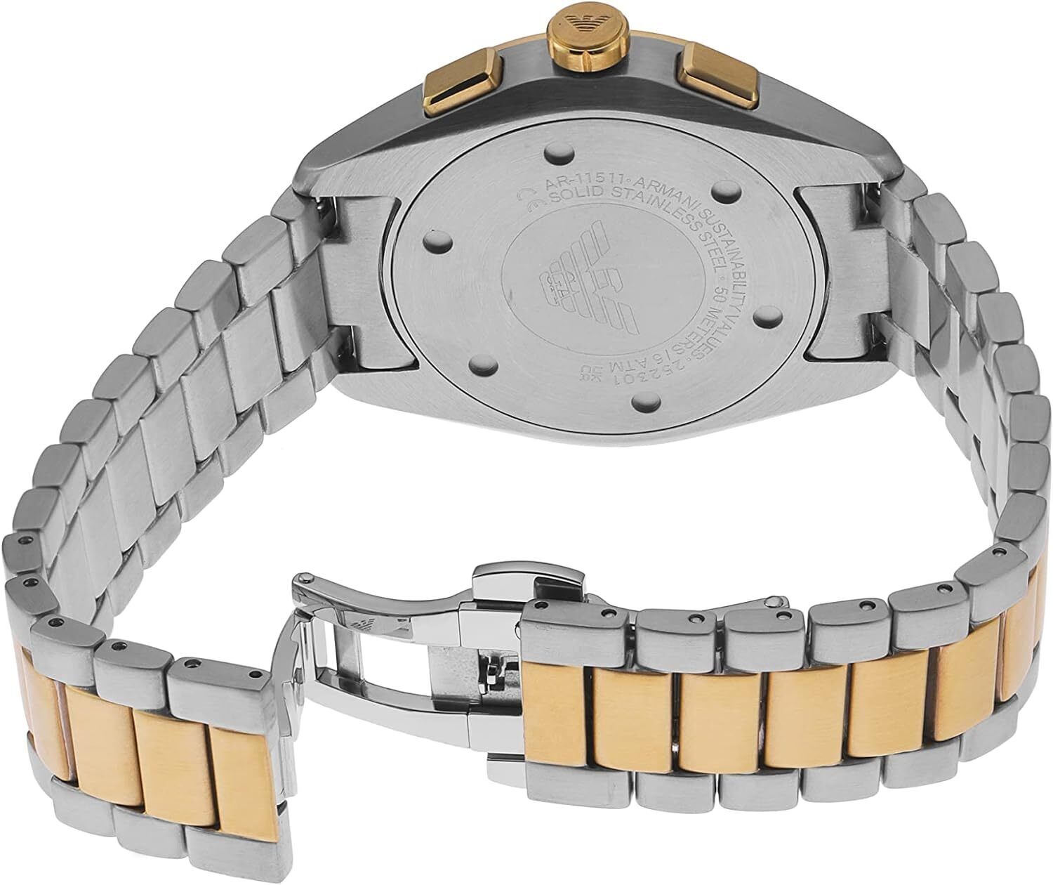  Shop Authentic Emporio Armani Claudio Chronograph Green Dial Two Tone Steel Strap Watch For Women - AR11511 - Luxxuri