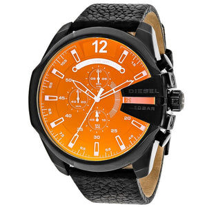  Shop Authentic Diesel Mega Chief Black Dial Black Leather Strap Watch For Men - DZ4323 - Luxxuri