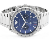  Shop Authentic Emporio Armani Mario Chronograph Blue Dial Silver Steel Strap Watch For Men - AR11306 - Luxxuri