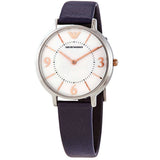  Shop Authentic Emporio Armani Kappa White Mother of Pearl Dial Black Leather Strap Watch For Women - AR2509 - Luxxuri