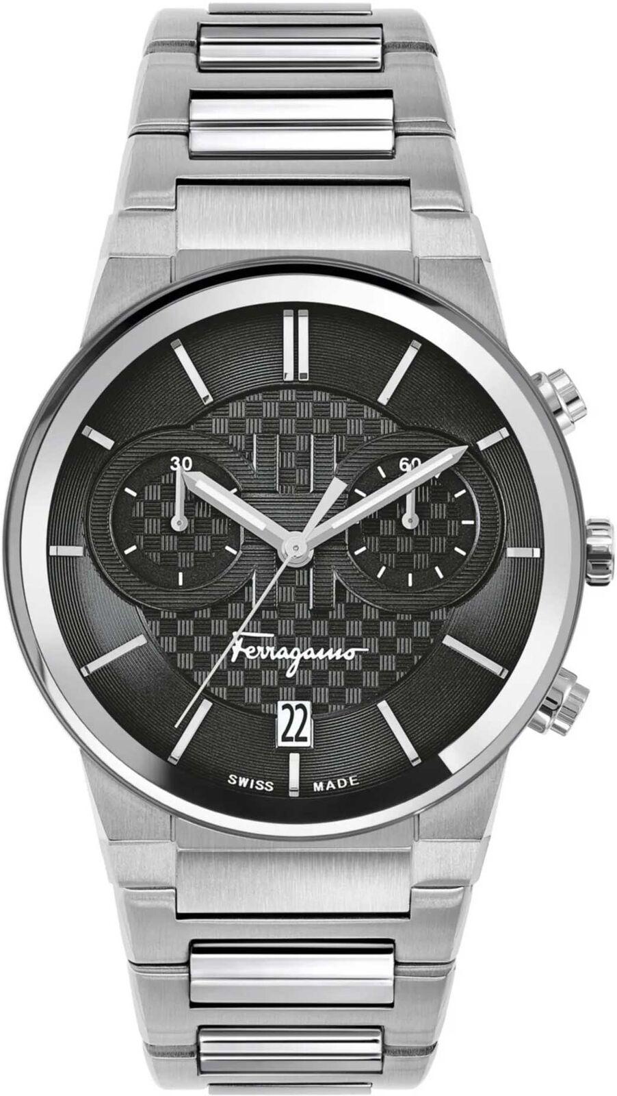  Shop Authentic Salvatore Ferragamo Sapphire Chrono Black Dial Silver Steel Strap Watch for Men - SFME00321 - Luxxuri