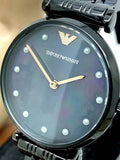  Shop Authentic Emporio Armani Gianni T-Bar Quartz Black Mother of Pearl Dial Black Steel Strap Watch For Women - AR11268 - Luxxuri