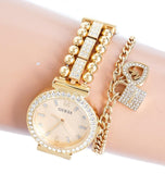  Shop Authentic Guess Gala Diamonds Gold Dial Gold Steel Strap Watch for Women - GW0401L2 - Luxxuri