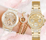  Shop Authentic Guess Moonlight Multi Function Diamonds Gold Dial Gold Steel Strap Watch for Women - GW0320L2 - Luxxuri