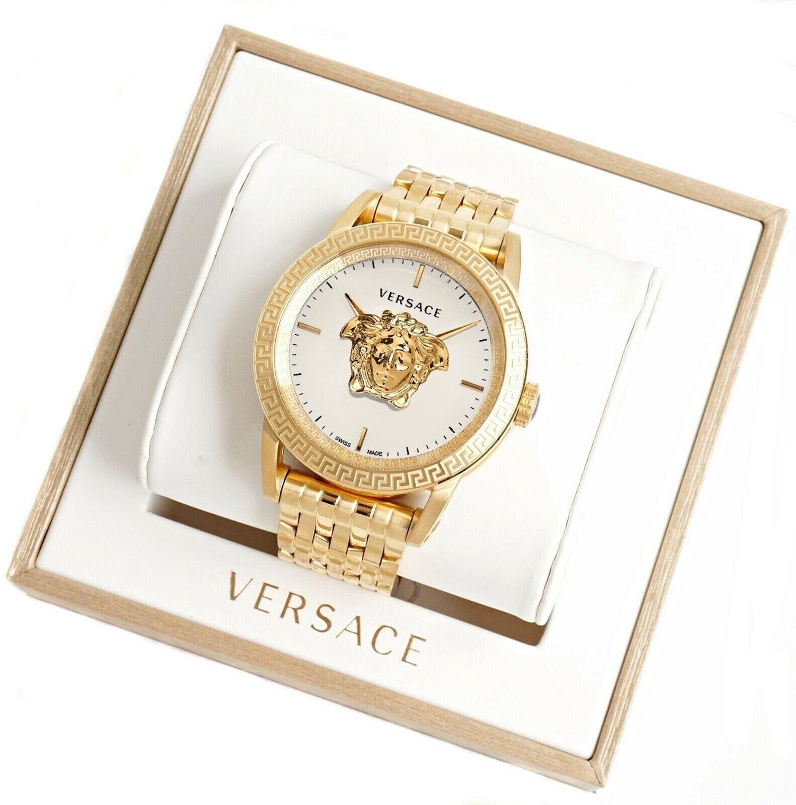  Shop Authentic Versace Palazzo Empire White Dial Gold Steel Strap Watch for Men - VERD00318 - Luxxuri