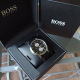  Shop Authentic Hugo Boss Aeroliner Black Dial Black Leather Strap Watch for Men - 1512631 - Luxxuri