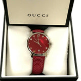  Shop Authentic Gucci G-Timeless Mother of Pearl Red Dial Red Leather Strap Watch For Women - YA1264041 - Luxxuri