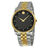  Shop Authentic Movado Museum Classic Diamonds Black Dial Two Tone Steel Strap Watch For Men - 0606879 - Luxxuri