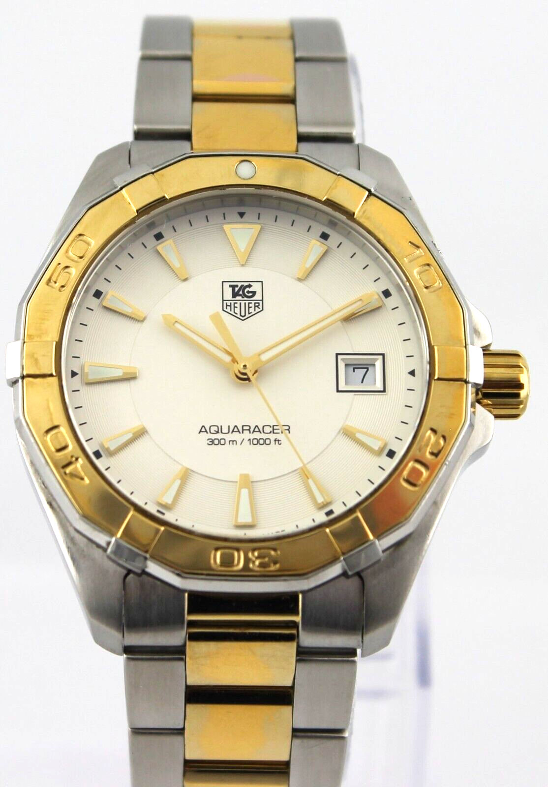  Shop Authentic Tag Heuer Aquaracer Quartz White Dial Two Tone Steel Strap Watch for Men - WAY1120.BB0930 - Luxxuri