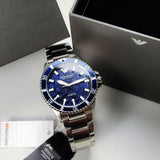  Shop Authentic Emporio Armani Meccanico Automatic Blue Dial Silver Steel Strap Watch For Men - AR60059 - Luxxuri