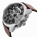  Shop Authentic Diesel Mega Chief Black & Silver Round Dial Brown Leather Strap Watch For Men - DZ4290 - Luxxuri