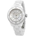  Shop Authentic Chanel J12 Diamonds Mother of Pearl White Dial White Steel Strap Watch for Women - J12 H5704 - Luxxuri