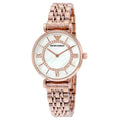 Emporio Armani Gianni T Bar Mother of Pearl Rose Gold Stainless Steel Strap Watch For Women - AR1909