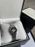  Shop Authentic Gucci G Timeless Quartz Diamonds Black Dial Silver Steel Strap Watch For Women - YA1265024 - Luxxuri