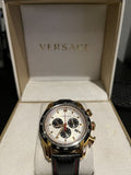  Shop Authentic Versace V-Ray Chronograph White Dial Black Leather Strap Watch for Men - VDB040014 - Luxxuri