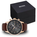  Shop Authentic Hugo Boss Navigator Grey Dial Brown Leather Strap Watch for Men - 1513496 - Luxxuri