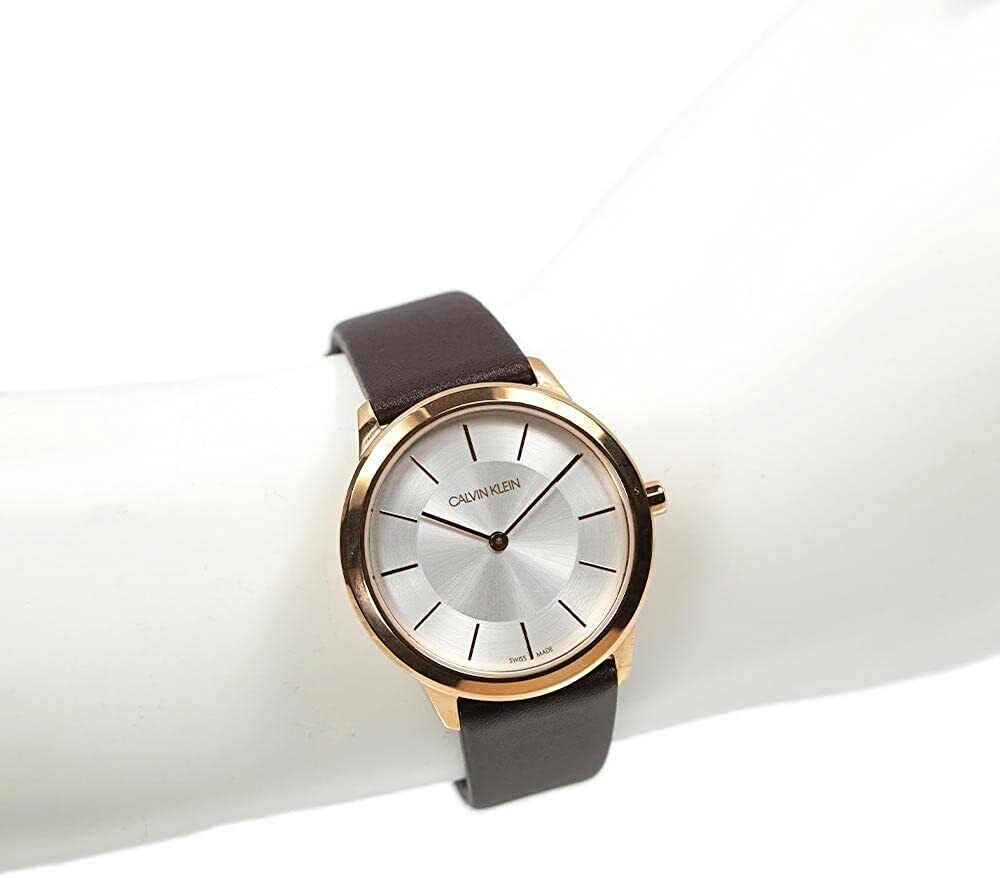  Shop Authentic Calvin Klein Minimal White Dial Brown Leather Strap Watch for Women - K3M226G6 - Luxxuri