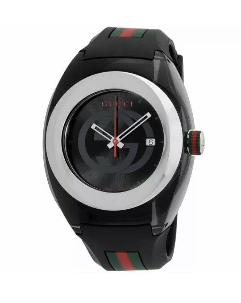  Shop Authentic Gucci Sync Quartz Black Dial Black Rubber Strap Watch For Men - YA137301 - Luxxuri