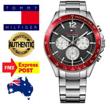  Shop Authentic Tommy Hilfiger Luke Chronograph Black Dial Silver Steel Strap Watch for Men - 1791122 - Luxxuri