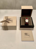  Shop Authentic Burberry The City White Dial Haymarket Pink Leather Strap Watch for Women - BU9149 - Luxxuri