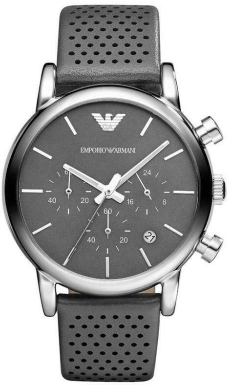  Shop Authentic Emporio Armani Luigi Chronograph Quartz Grey Dial Grey Leather Strap Watch For Men - AR1735 - Luxxuri