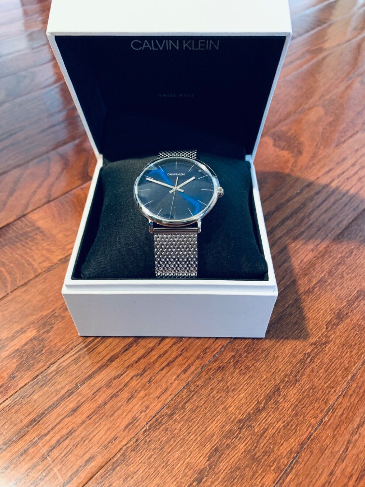  Shop Authentic Calvin Klein High Noon Quartz Blue Dial Silver Mesh Bracelet Watch for Men - K8M2112N - Luxxuri