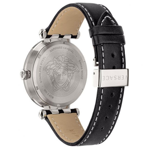  Shop Authentic Versace Greca Sport Quartz Black Dial Black Leather Strap Watch For Men - VEZ300221 - Luxxuri