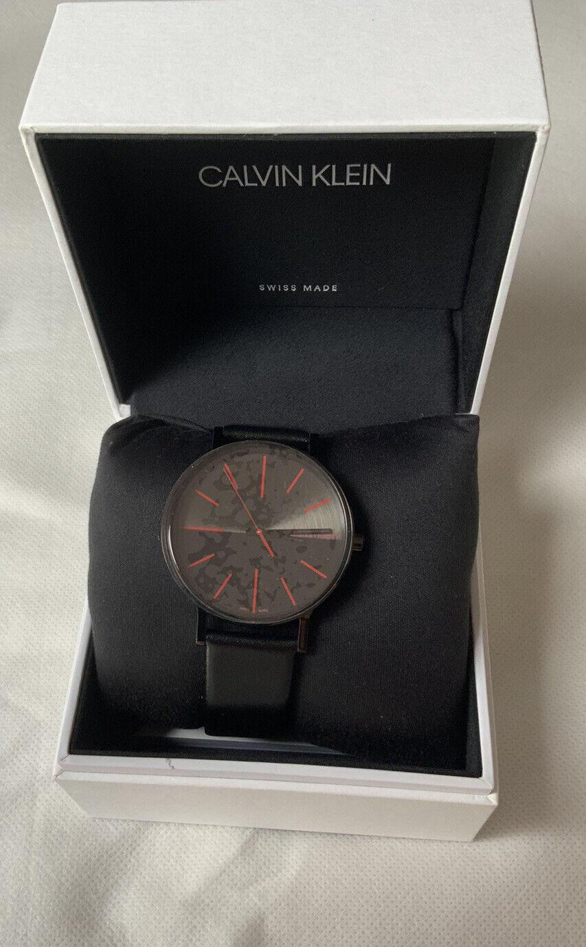  Shop Authentic Calvin Klein Boost Black Dial Black Leather Strap Watch for Men - K7Y214CY - Luxxuri
