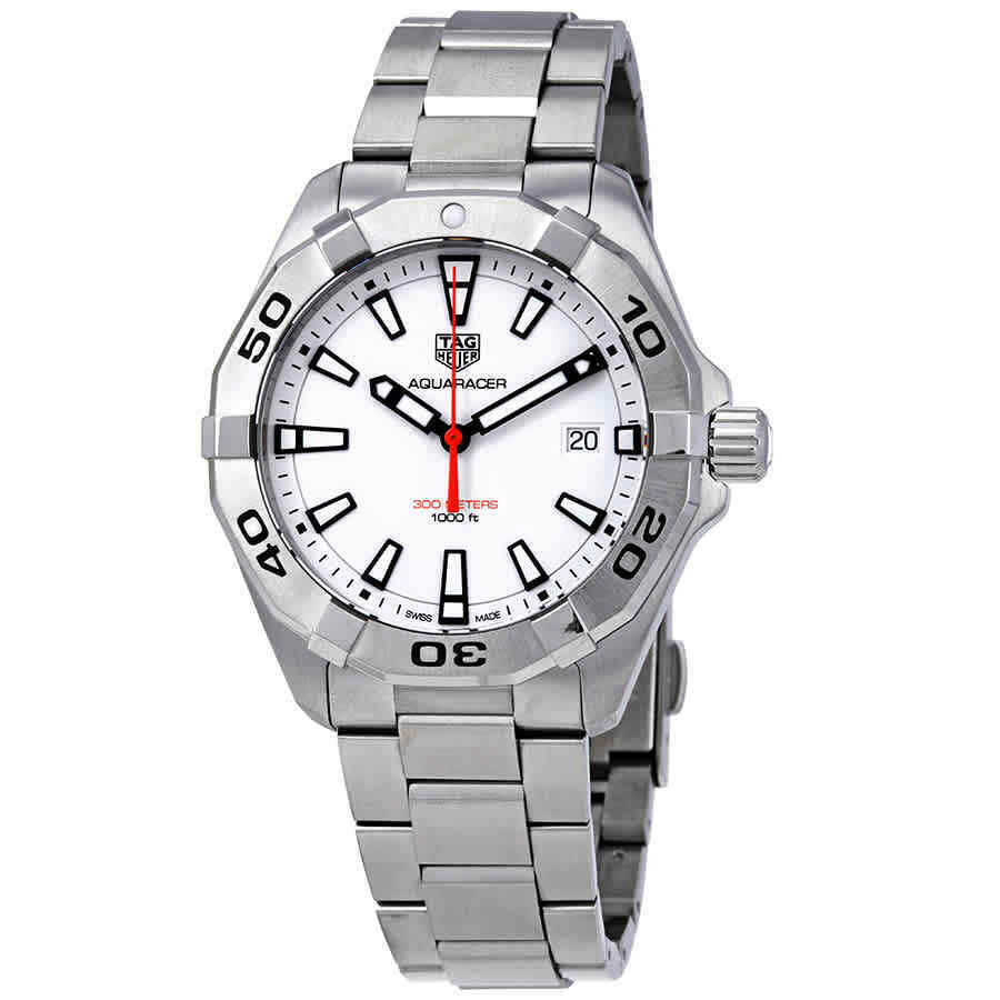 Tag Heuer Aquaracer Quartz White Dial Silver Steel Strap Watch for Men - WBD1111.BA0928