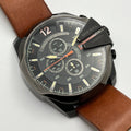  Shop Authentic Diesel Mega Chief Quartz Chronograph Brown Leather Strap Watch For Men - DZ4343 - Luxxuri