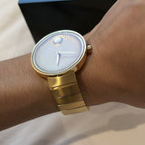  Shop Authentic Movado Edge Gold Dial Gold Steel Strap Watch for Women - 3680014 - Luxxuri