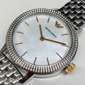  Shop Authentic Emporio Armani Interchangeable Analog Mother of Pearl Dial Silver Steel Strap Watch For Women - AR80020 - Luxxuri