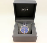  Shop Authentic Hugo Boss Governer Blue Dial Silver Steel Strap Watch for Men - 1513487 - Luxxuri