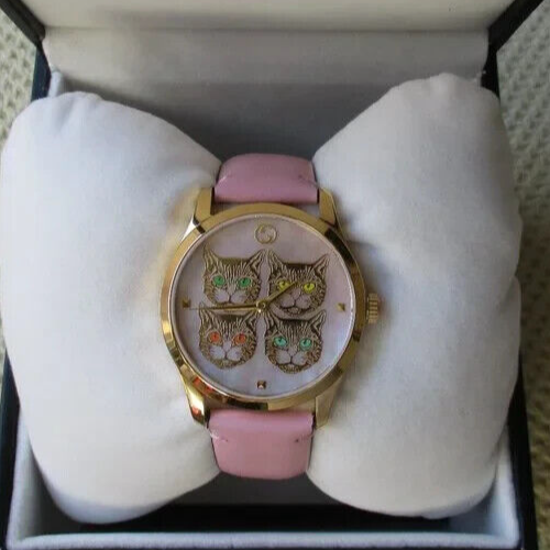  Shop Authentic Gucci G Timeless Quartz Mother of Pearl Dial Pink Leather Strap Watch For Women -  YA1264132 - Luxxuri