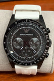  Shop Authentic Emporio Armani Sportivo Chronograph Black Dial White Rubber Strap Watch For Men - AR6112 - Luxxuri