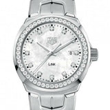  Shop Authentic Tag Heuer Link Quartz Diamonds Mother of Pearl Dial Silver Steel Strap Watch for Women - WBC1316.BA0600 - Luxxuri