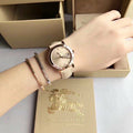  Shop Authentic Burberry The City Diamonds Beige Dial Beige Leather Strap Watch for Women - BU9131 - Luxxuri