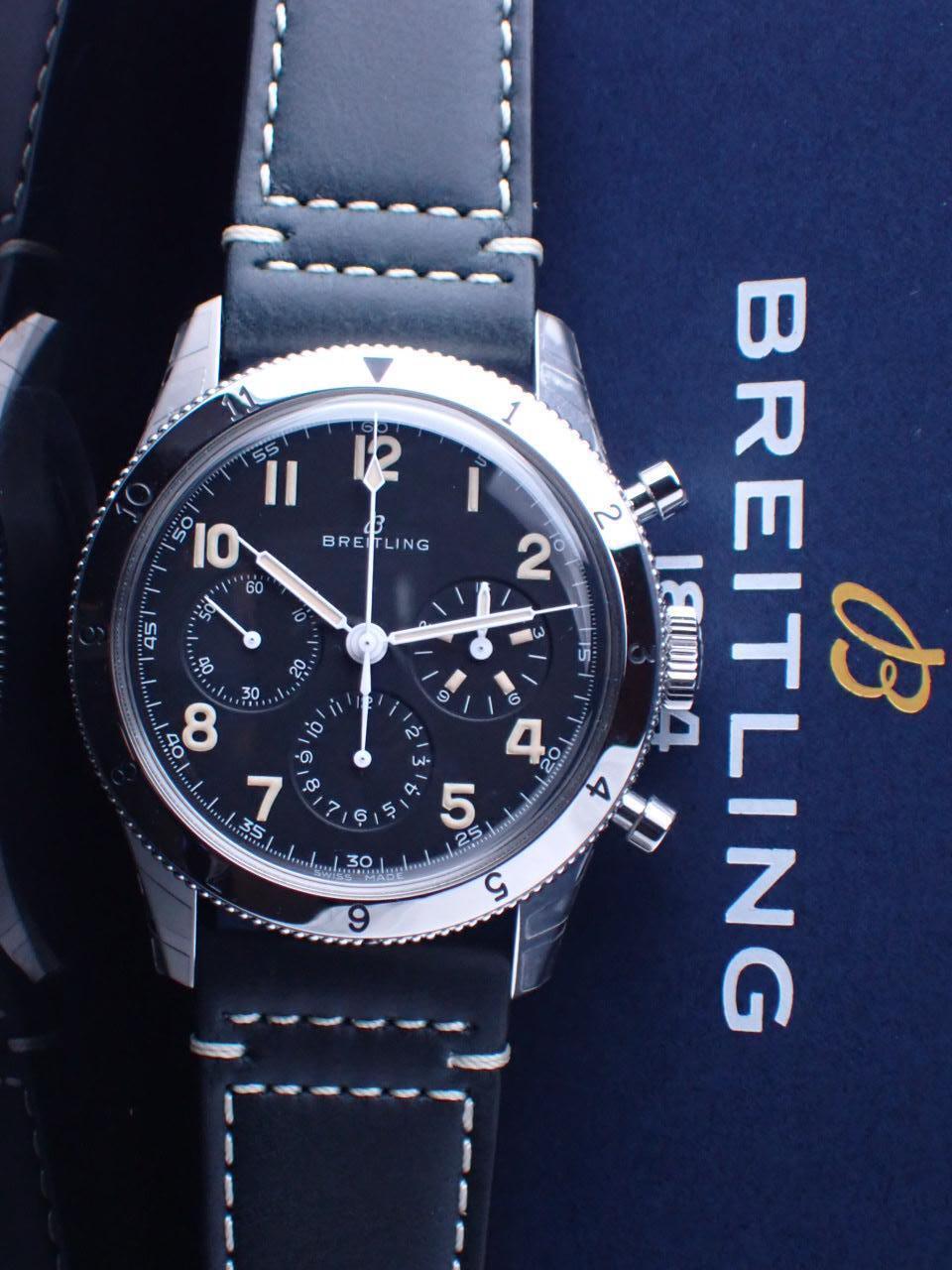  Shop Authentic Breitling Avi Ref. 765 1953 Re-Edition Black Dial Black Leather Strap Watch for Men - AB0920131B1X1 - Luxxuri