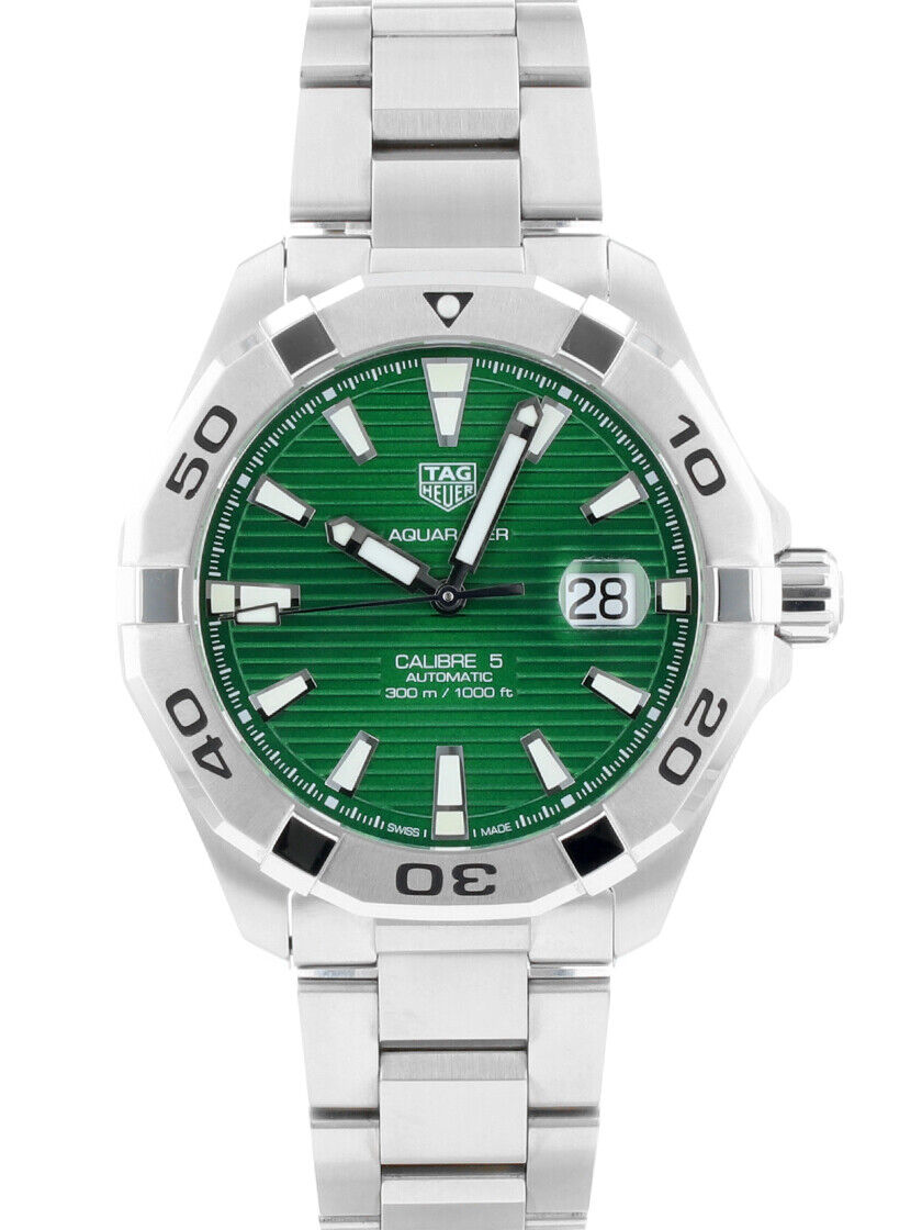  Shop Authentic Tag Heuer Aquaracer Calibre 5 Automatic Green Dial Silver Steel Strap Watch for Men - WAY2015.BA0927 - Luxxuri