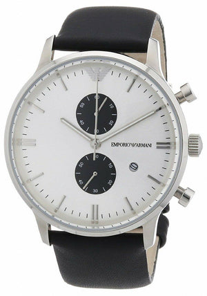  Shop Authentic Emporio Armani Gianni White Dial Black Leather Strap Watch For Men - AR0385 - Luxxuri