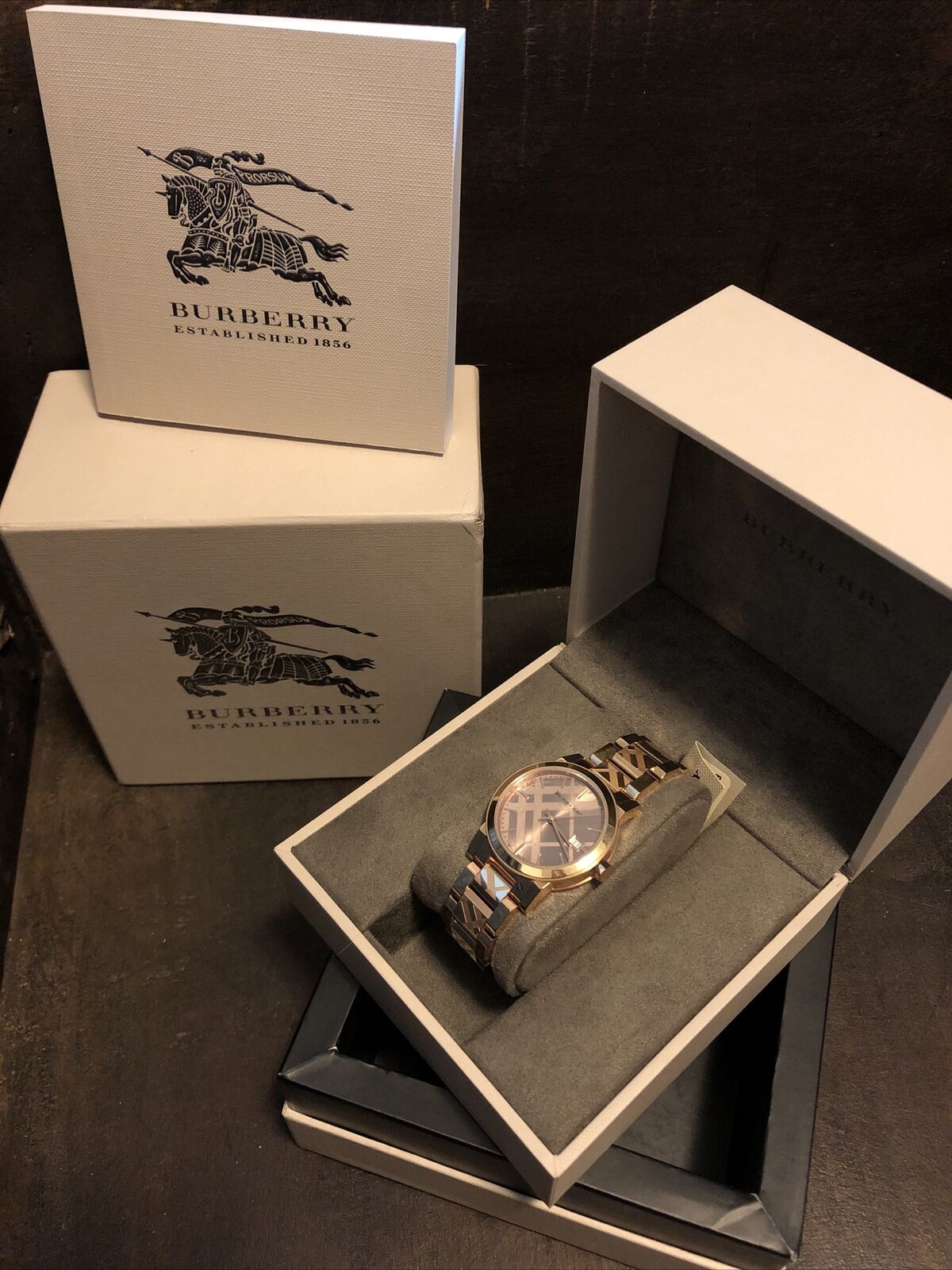  Shop Authentic Burberry The City Rose Gold Dial Rose Gold Steel Strap Watch for Women - BU9235 - Luxxuri