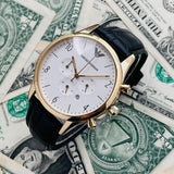  Shop Authentic Emporio Armani Classic Chronograph White Dial Black Leather Strap Watch For Men - AR1892 - Luxxuri