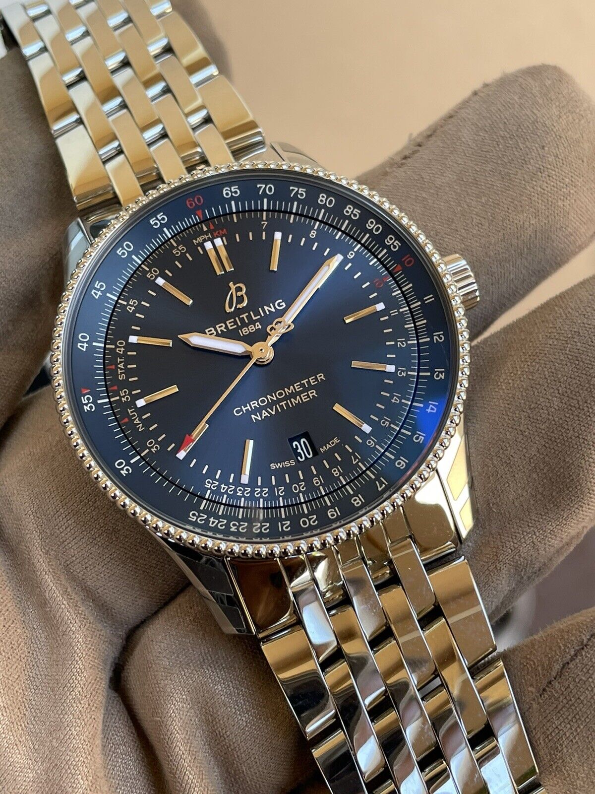  Shop Authentic Breitling Navitimer Automatic 41mm Blue Dial Silver Steel Strap Watch for Men - A17326161C1A1 - Luxxuri