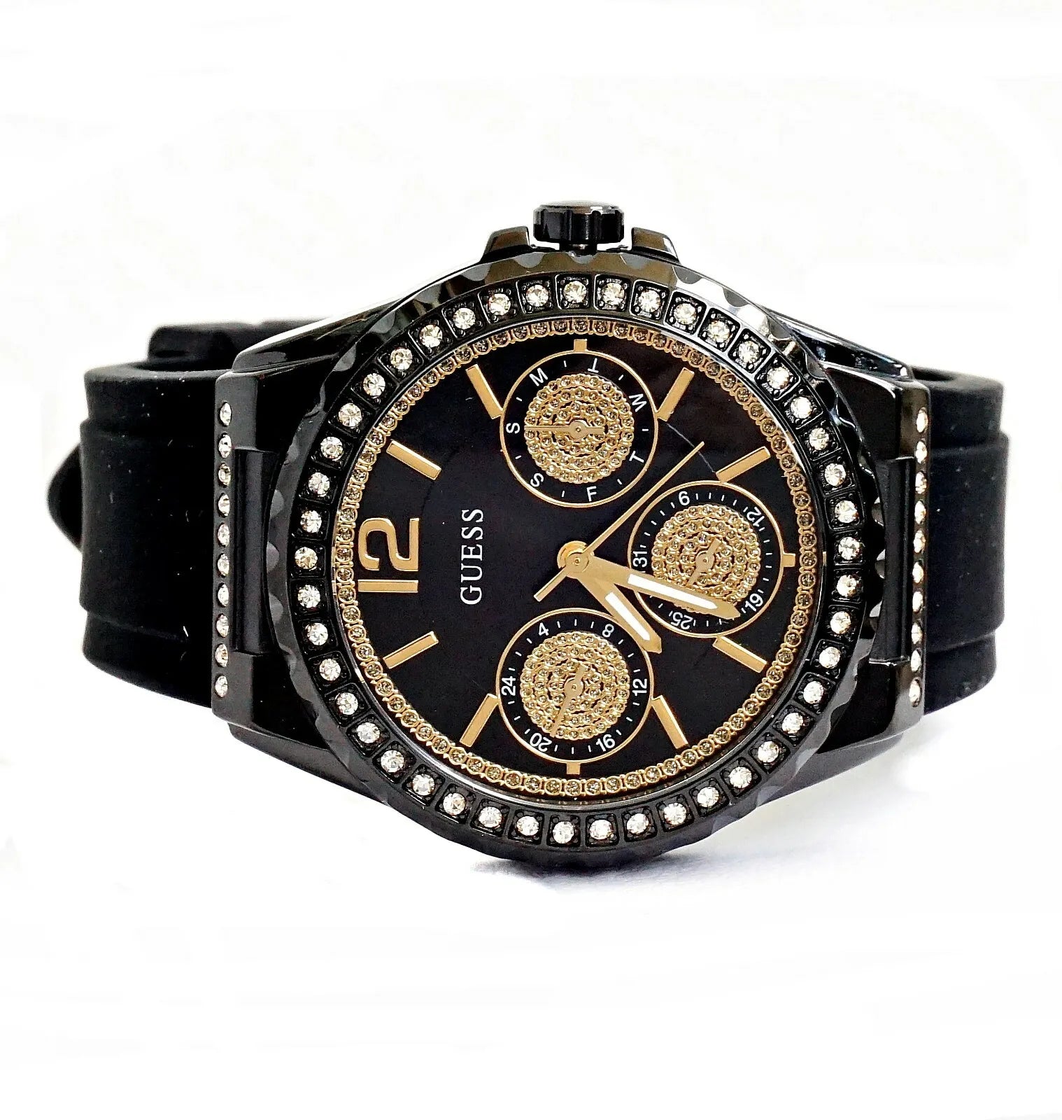  Shop Authentic Guess Starlight Black Dial Black Rubber Strap Watch for Women - W0846L1 - Luxxuri