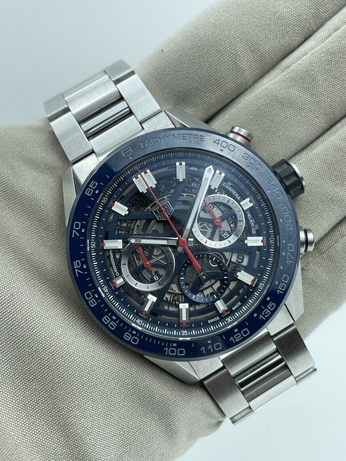  Shop Authentic Tag Heuer Carrera Chronograph Blue Dial Silver Steel Strap Watch for Men - CBG2A11.BA0654 - Luxxuri